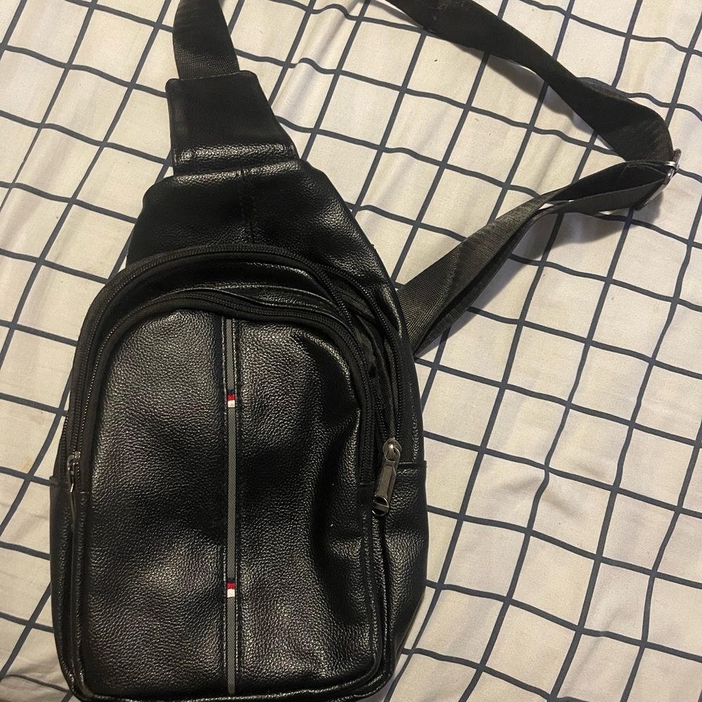 Men's Black Leather Belt Bag